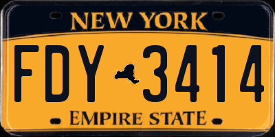 NY license plate FDY3414