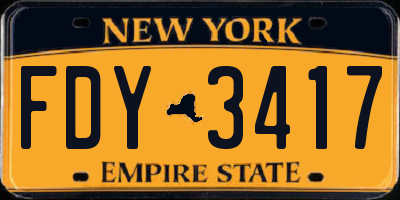 NY license plate FDY3417