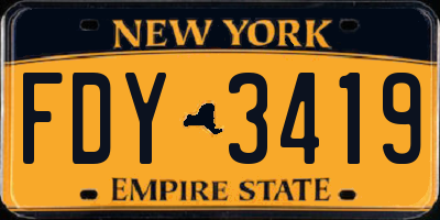 NY license plate FDY3419