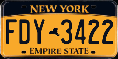 NY license plate FDY3422