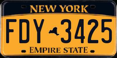 NY license plate FDY3425