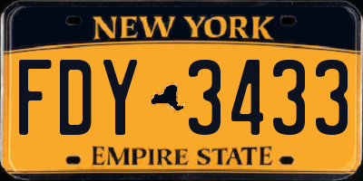 NY license plate FDY3433