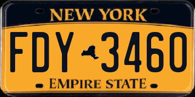 NY license plate FDY3460