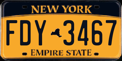 NY license plate FDY3467