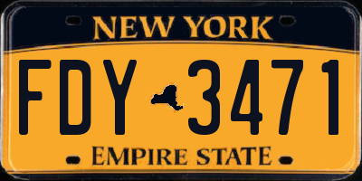 NY license plate FDY3471