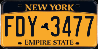 NY license plate FDY3477