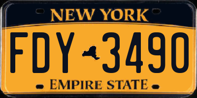 NY license plate FDY3490