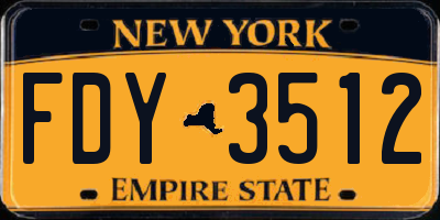 NY license plate FDY3512