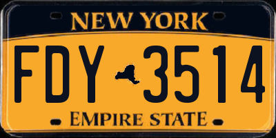 NY license plate FDY3514