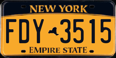 NY license plate FDY3515