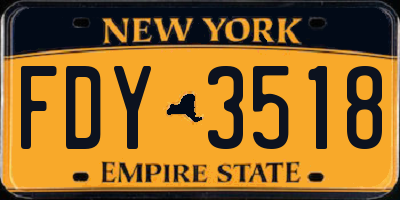 NY license plate FDY3518