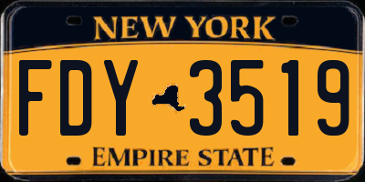 NY license plate FDY3519
