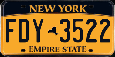 NY license plate FDY3522