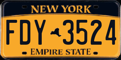NY license plate FDY3524