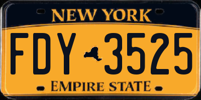 NY license plate FDY3525