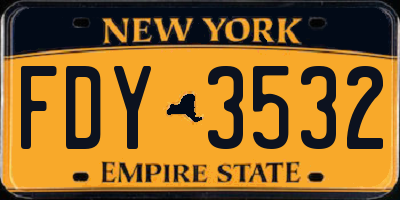 NY license plate FDY3532