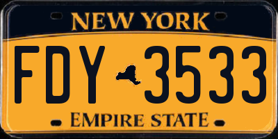 NY license plate FDY3533