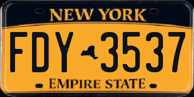 NY license plate FDY3537