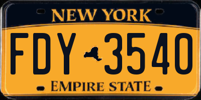 NY license plate FDY3540
