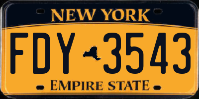 NY license plate FDY3543