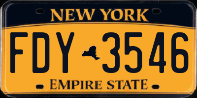 NY license plate FDY3546