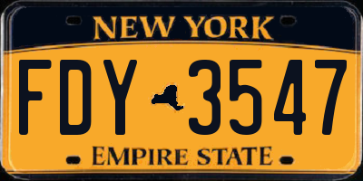 NY license plate FDY3547