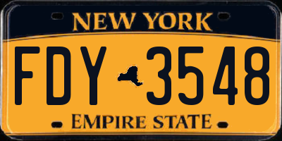 NY license plate FDY3548