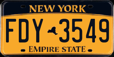 NY license plate FDY3549