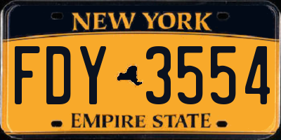 NY license plate FDY3554