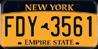 NY license plate FDY3561