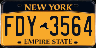 NY license plate FDY3564