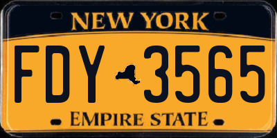 NY license plate FDY3565