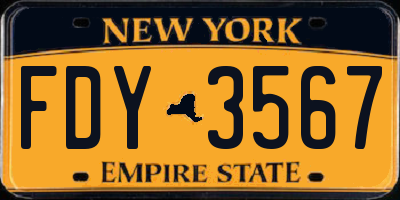 NY license plate FDY3567