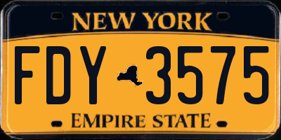 NY license plate FDY3575