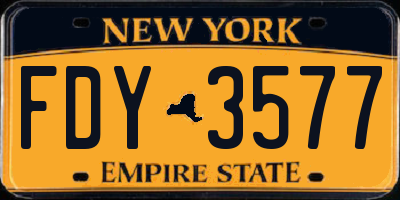 NY license plate FDY3577