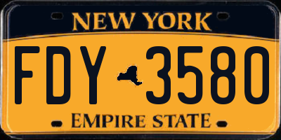 NY license plate FDY3580
