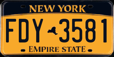 NY license plate FDY3581
