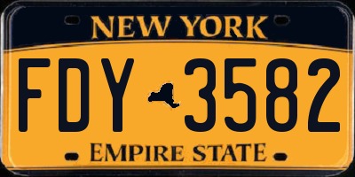 NY license plate FDY3582
