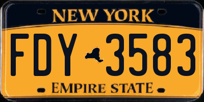 NY license plate FDY3583