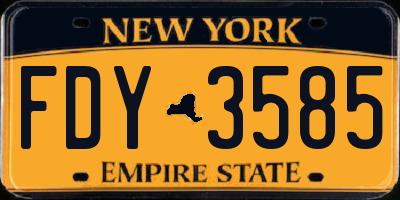 NY license plate FDY3585
