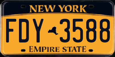 NY license plate FDY3588
