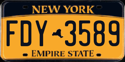 NY license plate FDY3589