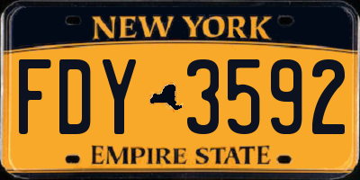 NY license plate FDY3592