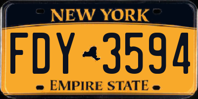 NY license plate FDY3594