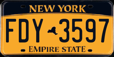 NY license plate FDY3597