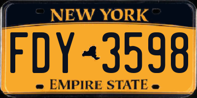 NY license plate FDY3598