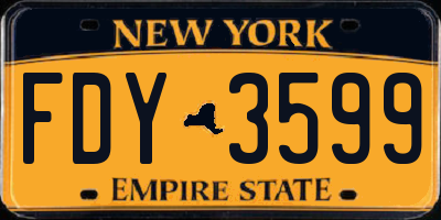 NY license plate FDY3599