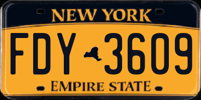 NY license plate FDY3609