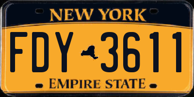 NY license plate FDY3611