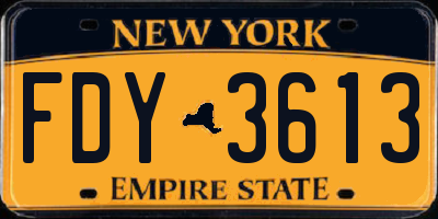 NY license plate FDY3613